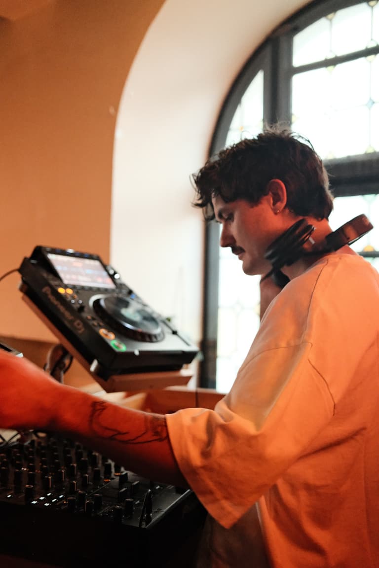 Jayden working at the decks